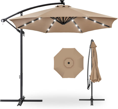 Best Choice Products 10ft Solar LED Offset Hanging Market Patio Umbrella