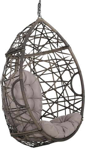 Christopher Knight Home Cayuse Outdoor Wicker Hanging Egg, Gray